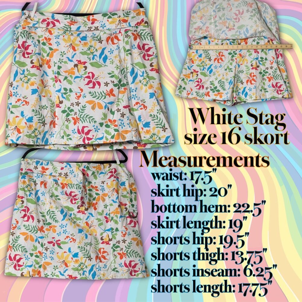 WHITE STAG Women's 16 Vintage Skort/Tennis Skirt w Belt in Vibrant Floral Print